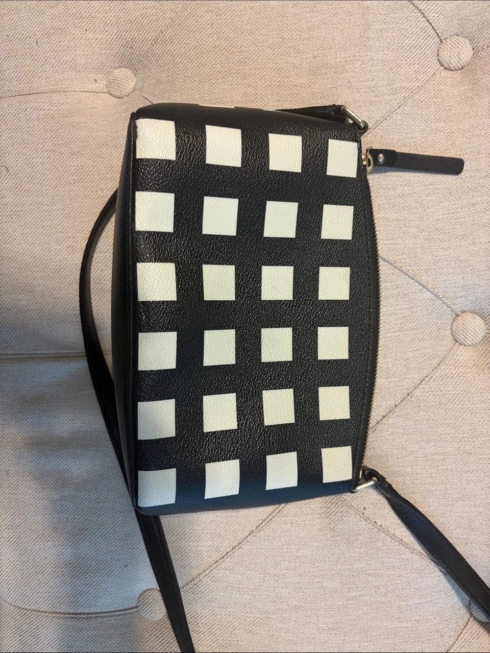 kate spade Black & Cream Checkered Crossbody Bag